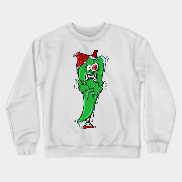 Chilly Chilli - Funny Hot Spicy Frozen Chilli Pepper Crewneck Sweatshirt by pbDazzler23